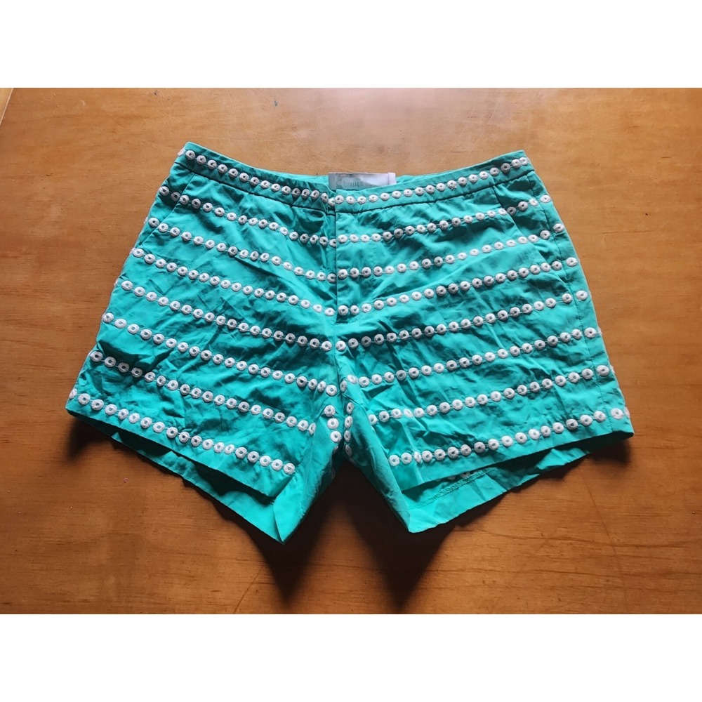 Pants Store Womens Turquoise Circle Enbroidered Chino Shorts Size S